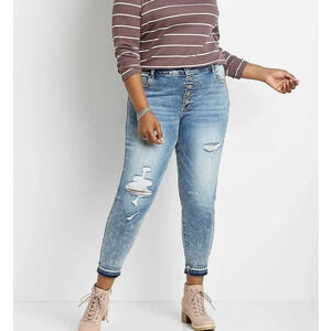 KanCan Women’s Plus Size 24 High Rise Acid Wash Destructed Released Hem